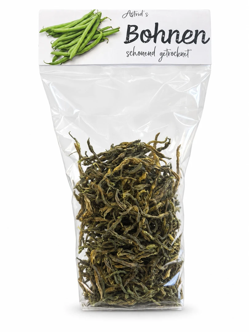 Dörrbohnen in Astrids Originalverpackung